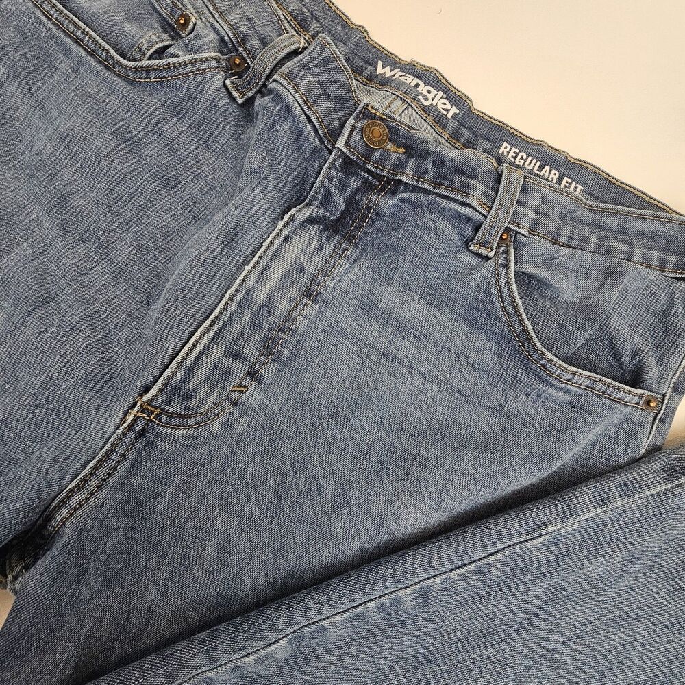 Wrangler Relaxed Boot Jeans Mens 38x32 Blue Stretch Denim Bootcut 10MGW5SB
